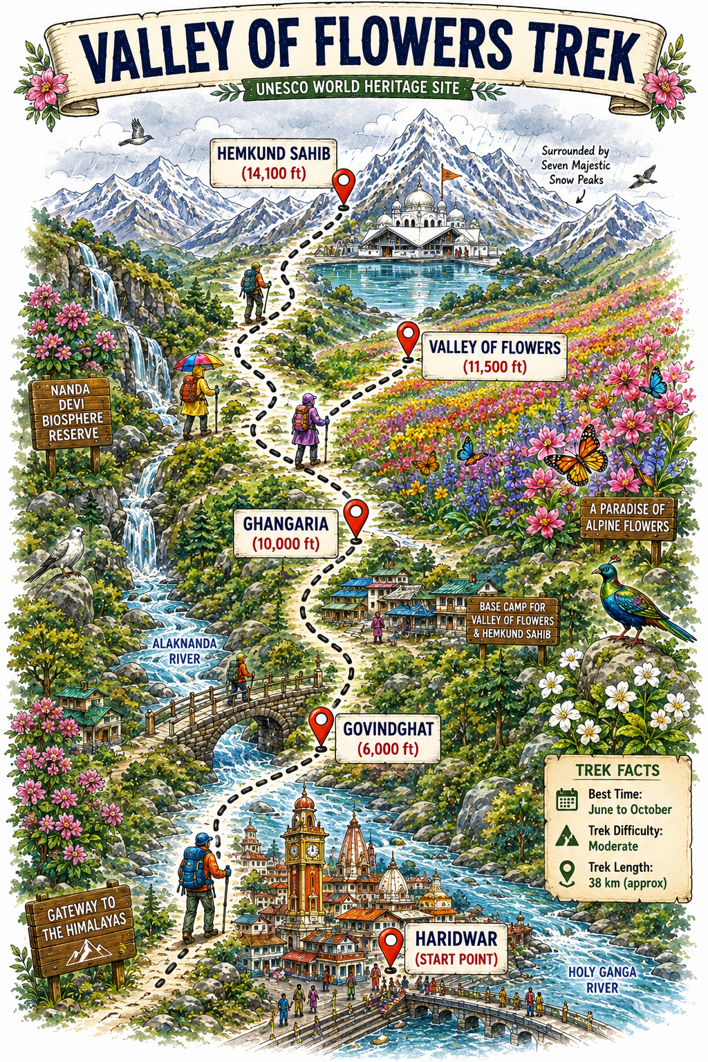 Valley of Flowers Trek — Route Map & Itinerary